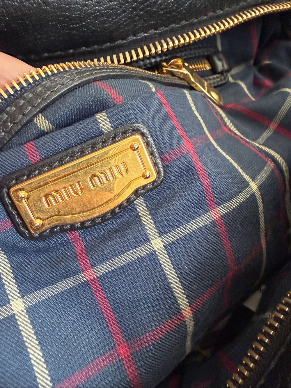 Miu Miu Black Leather Satchel with Gold Hardware Accents - Picture 8 of 9